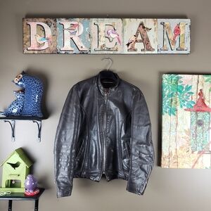 Excelled vintage Cafe racer  leather jacket motorcycle talon 60's size 42